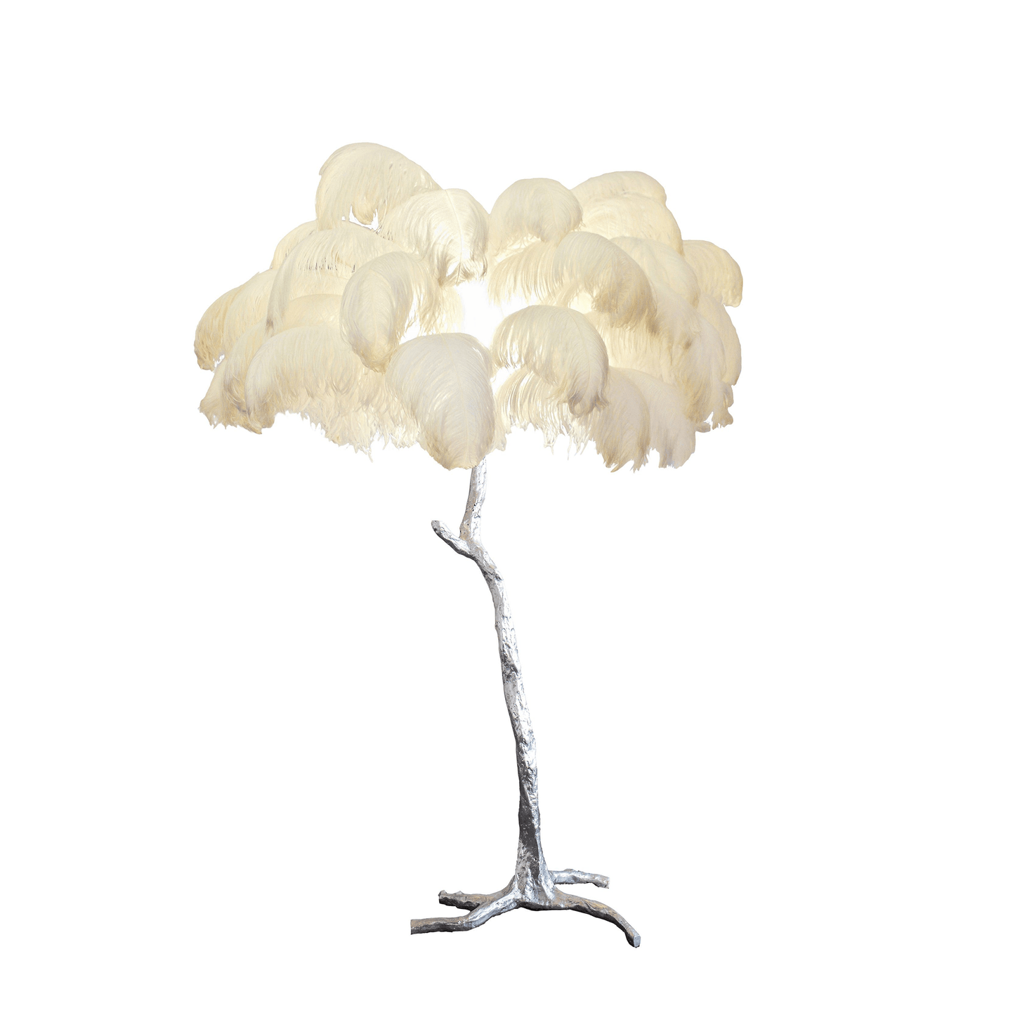 Ostrich Feather Brass Floor Lamp Silver / Natural / US Plug Floor lamp