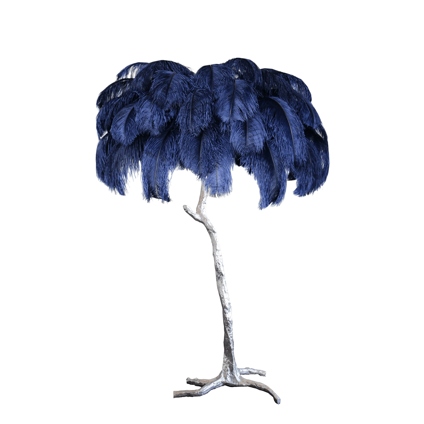 Ostrich Feather Brass Floor Lamp Silver / Navy / US Plug Floor lamp