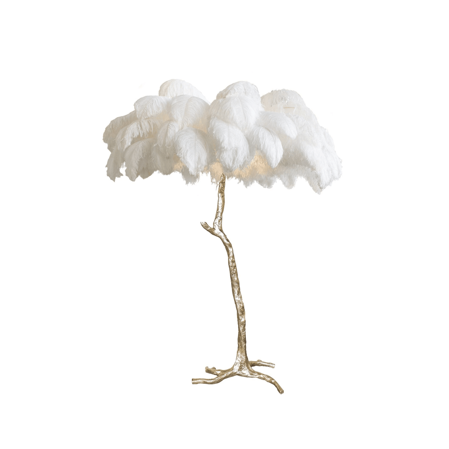 Ostrich Feather Brass Floor Lamp Polished brass / White / US Plug Floor lamp