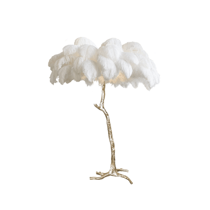 Ostrich Feather Brass Floor Lamp Polished brass / White / US Plug Floor lamp