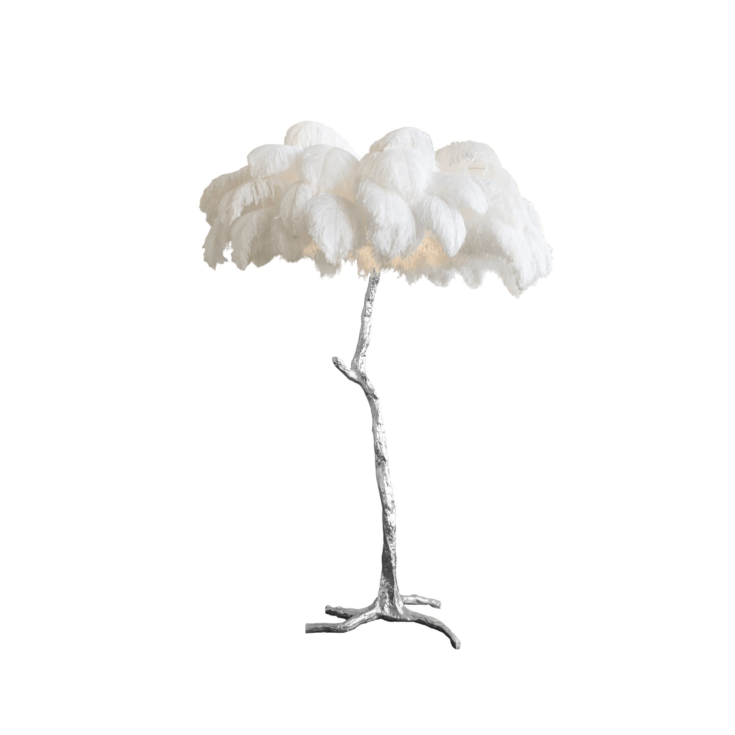 Ostrich Feather Brass Floor Lamp Silver / White / US Plug Floor lamp