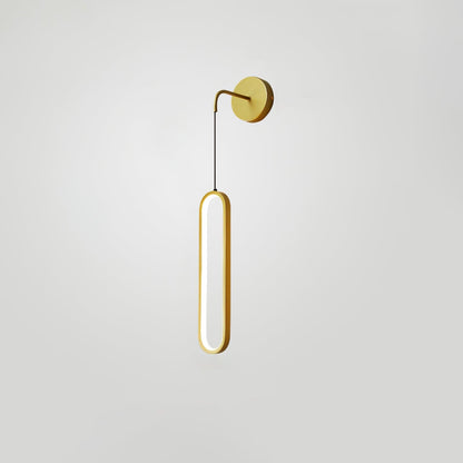 Oval LED Brass Wall Lamp Dia 9cm x H 68cm / Dia 3.5″ x H 26.8″ / Brass / Three-Color Changing Light Wall lamp