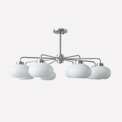 Oval Persimmon Chandelier 8 heads Dia 33.5″ x H 5.9″ / Dia 85cm x H 15cm / Chrome + White Chandelier