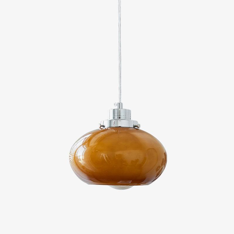 Oval Persimmon Pendant Light Dia 7.1″ x H 9.1″ / Dia 18cm x H 23cm / Chrome + Dark orange Pendant light
