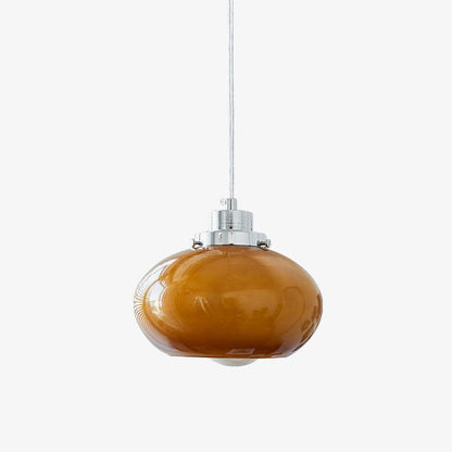 Oval Persimmon Pendant Light Dia 7.1″ x H 9.1″ / Dia 18cm x H 23cm / Chrome + Dark orange Pendant light