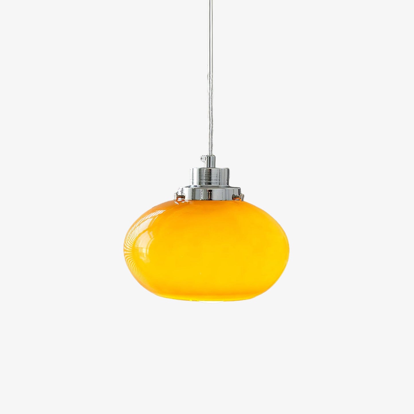 Oval Persimmon Pendant Light Dia 7.1″ x H 9.1″ / Dia 18cm x H 23cm / Chrome + Dark orange Pendant light