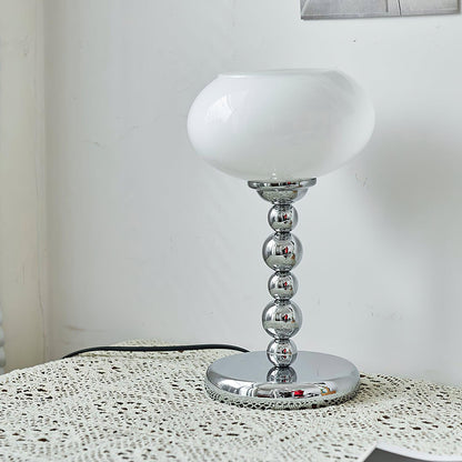 Oval Persimmon Table Light Dia 7.1″ x H 12.6″ / Dia 18cm x H 32cm / Chrome + White / US plug Table lamp