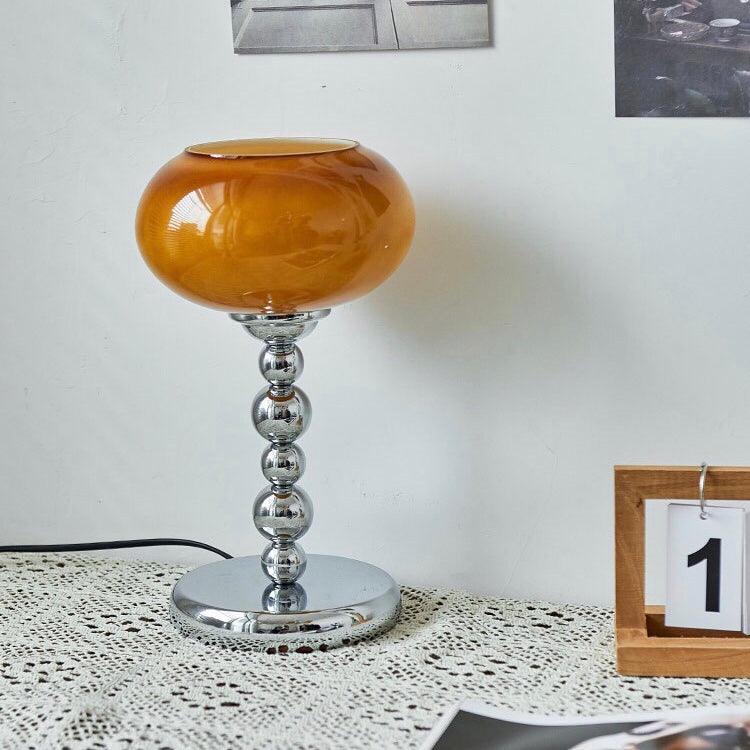 Oval Persimmon Table Light Dia 7.1″ x H 12.6″ / Dia 18cm x H 32cm / Chrome + Dark orange / US plug Table lamp