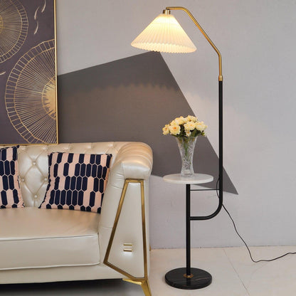Ozz Floor Lamp Marble tabletop: W 21.7″ x H 65″ / W 55cm x H 165cm / Beige & Black & Gold / US plug Floor lamp
