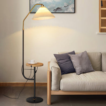Ozz Floor Lamp Wooden desktop: W 21.7″ x H 65″ / W 55cm x H 165cm / Beige & Black & Gold / US plug Floor lamp