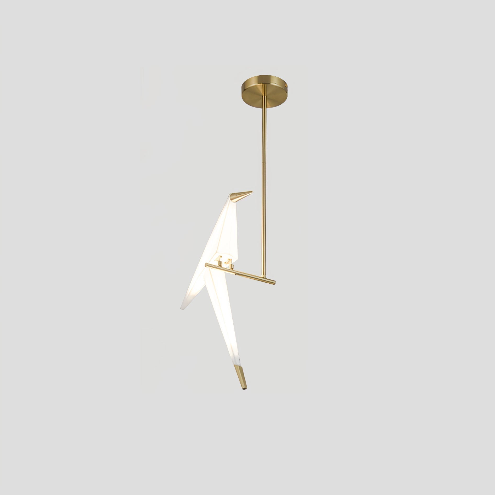 Paper Crane Bird LED Chandelier 1head A ? 8.7″ x H 34.6″ / Dia 22cm x H 88cm (Power:~8W) / Gold & White / Warm Light