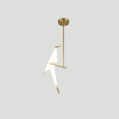Paper Crane Bird LED Chandelier 1head A ? 8.7″ x H 34.6″ / Dia 22cm x H 88cm (Power:~8W) / Gold & White / Warm Light