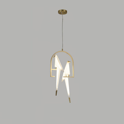 Paper Crane Bird LED Chandelier 2heads ? 12.6″ x H 28″ / Dia 32cm x H 71cm (Power:~16W) / Gold & White / Warm Light