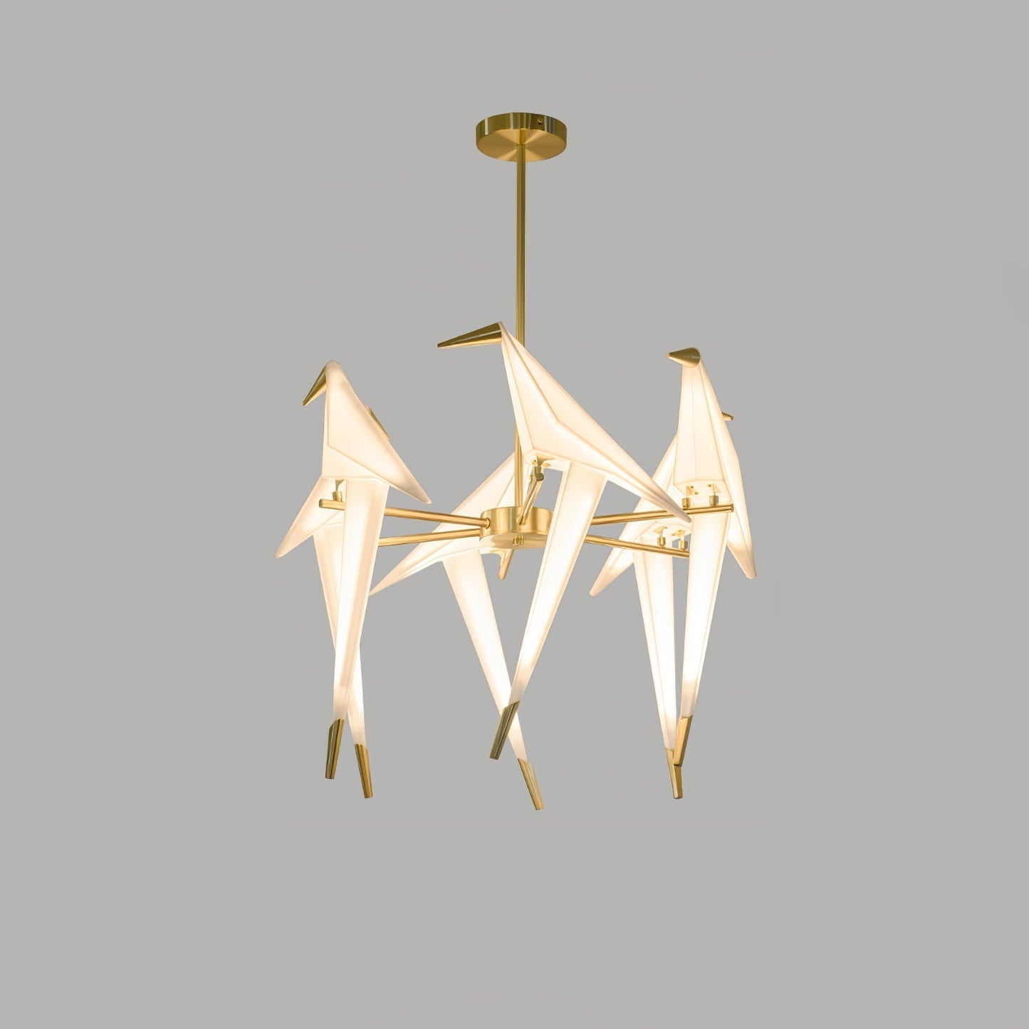Paper Crane Bird LED Chandelier 6heads ? 23.6″ x H 35.4″ / Dia 60cm x H 90cm (Power:~48W) / Gold & White / Warm Light