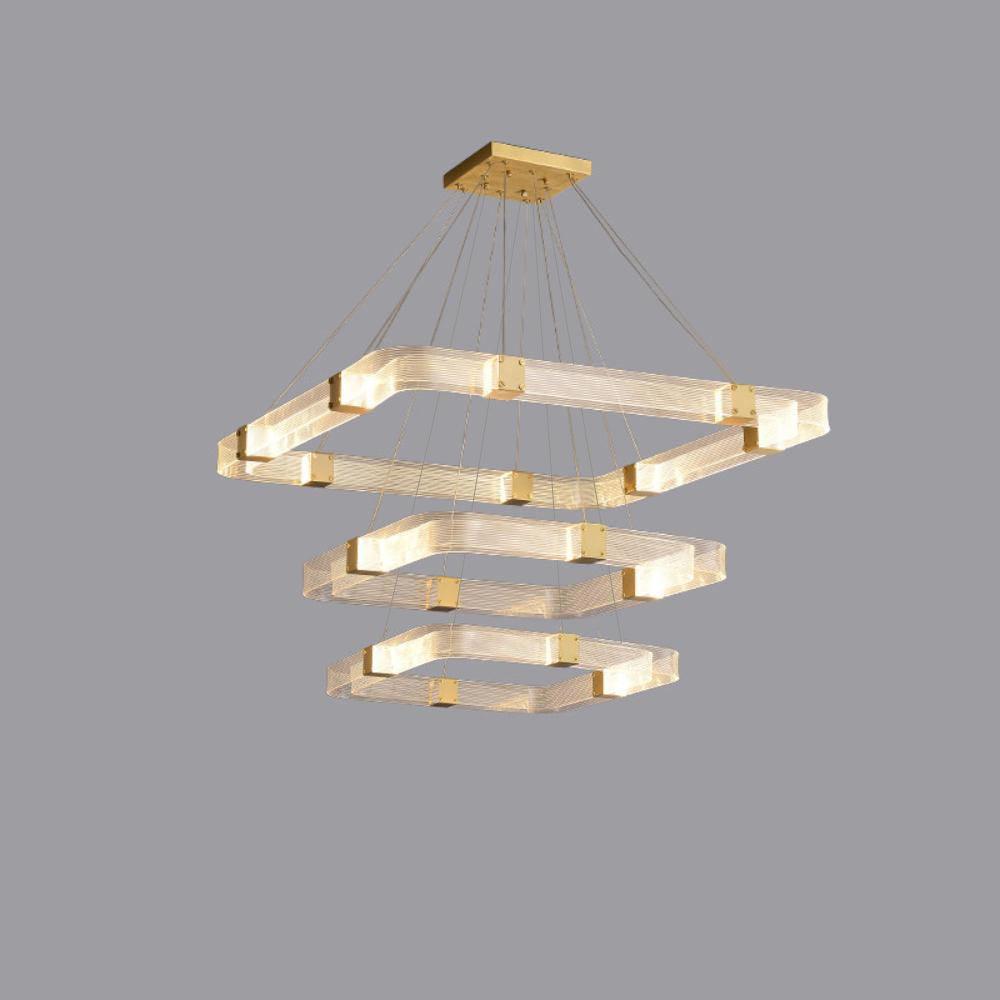 Parallel LED Chandelier Three layers ? 31.5″ + ? 23.6″ + ? 19.7″ / Dia 80cm + Dia 60cm + Dia 50cm / Square / Warm white