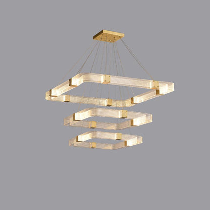 Parallel LED Chandelier Three layers ? 31.5″ + ? 23.6″ + ? 19.7″ / Dia 80cm + Dia 60cm + Dia 50cm / Square / Warm white