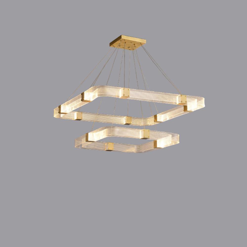 Parallel LED Chandelier Two layers ? 31.5″ + ? 23.6″ / Dia 80cm + Dia 60cm / Square / Warm white Chandelier