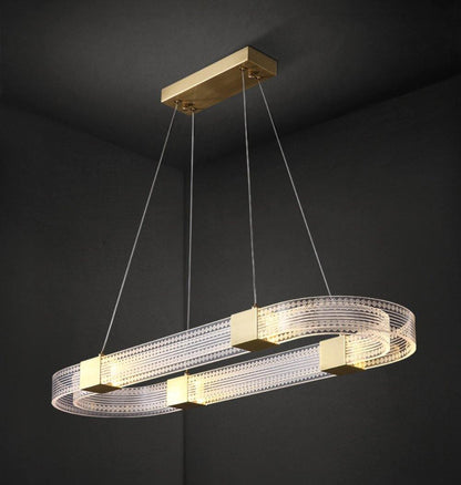 Parallel Ring LED Chandelier L 33.5″ x W 9.8″ x H 2″ / L 85cm x W 25cm x H 5cm / Warm white Chandelier