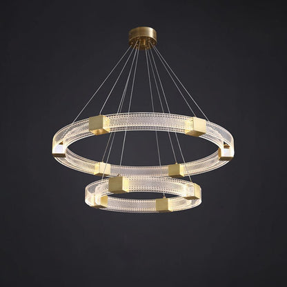 Parallel Ring LED Chandelier ? 25.6″ + ? 31.5″ x H 59″ / Dia 65cm + Dia 80cm x H 150cm / Warm white Chandelier