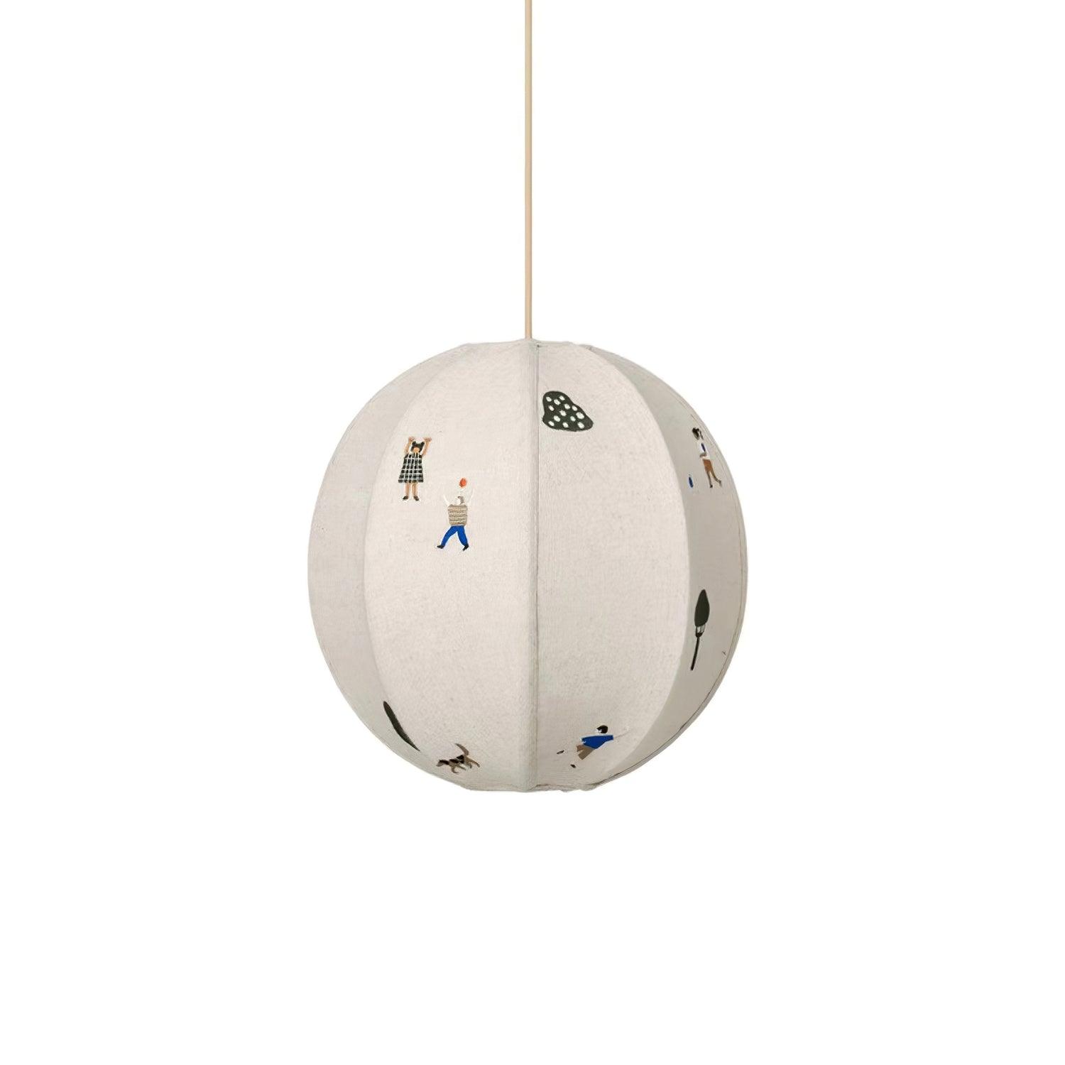 Park Embroidered Textile Pendant Lamp Dia 13.8″ x H 13.8″ / Dia 35cm x H 35cm / White Pendant light