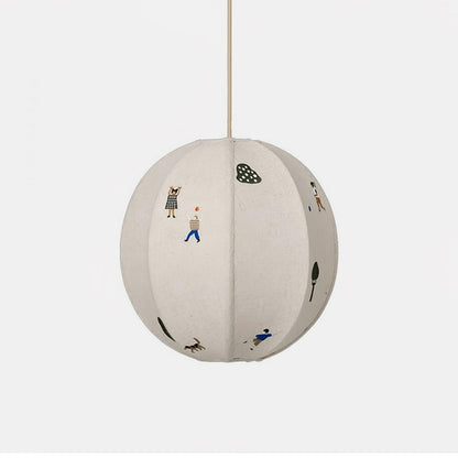Park Embroidered Textile Pendant Lamp Dia 17.7″ x H 17.7″ / Dia 45cm x H 45cm / White Pendant light
