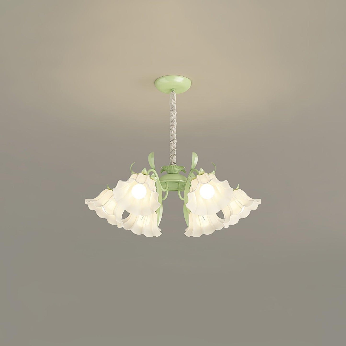 Pastoral Flower Chandelier 6 heads ? 25.6″ x H 31.5″ / Dia 65cm x H 80cm / Green & White Chandelier