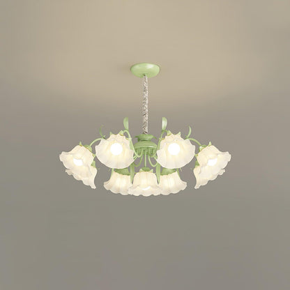 Pastoral Flower Chandelier 9 heads ? 34.6″ x H 31.5″ / Dia 88cm x H 80cm / Green & White Chandelier