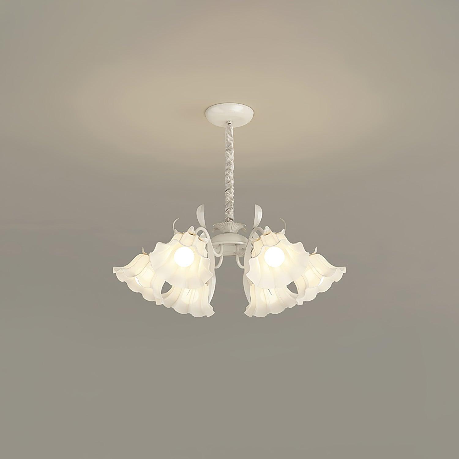 Pastoral Flower Chandelier 6 heads ? 25.6″ x H 31.5″ / Dia 65cm x H 80cm / White & White Chandelier