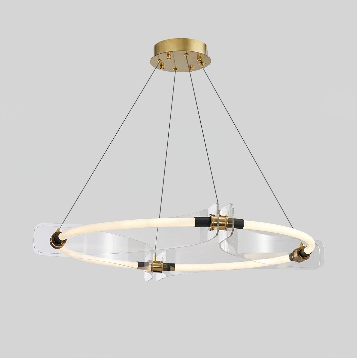 Paulmann LED Pendant Light Dia 23.6″ x H 3.1″ / Dia 60cm x H 8cm / Gold & Transparent / Warm Light Pendant light