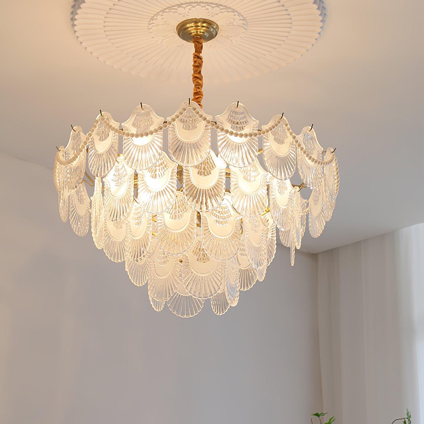 Pearl Glass Shell Chandelier Chandelier