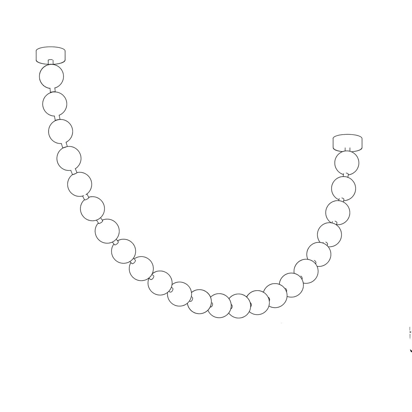 Pearl Necklace Balls Chandelier 1 strip 23-Balls L 74.8″ x H 31.5″ / Gold & White / Warm Light 1001 Chandelier