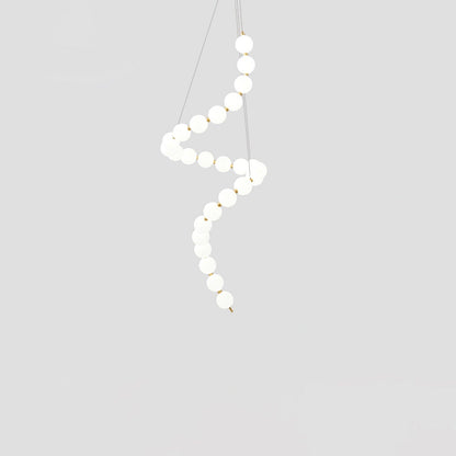 Glass Pearl Necklace Chandelier Dia 23.6″ x H 59.1″ / Dia 60cm x H 150m / Brass & White / Warm Light Chandelier
