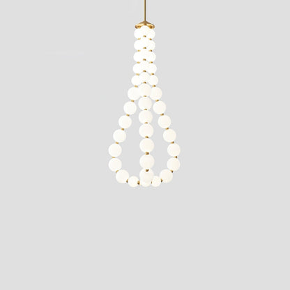 Acrylic Pearl Necklace Chandelier ? 23.6″ x H 47.2″ / Dia 60cm x H 120m / Brass & White / Warm Light Chandelier