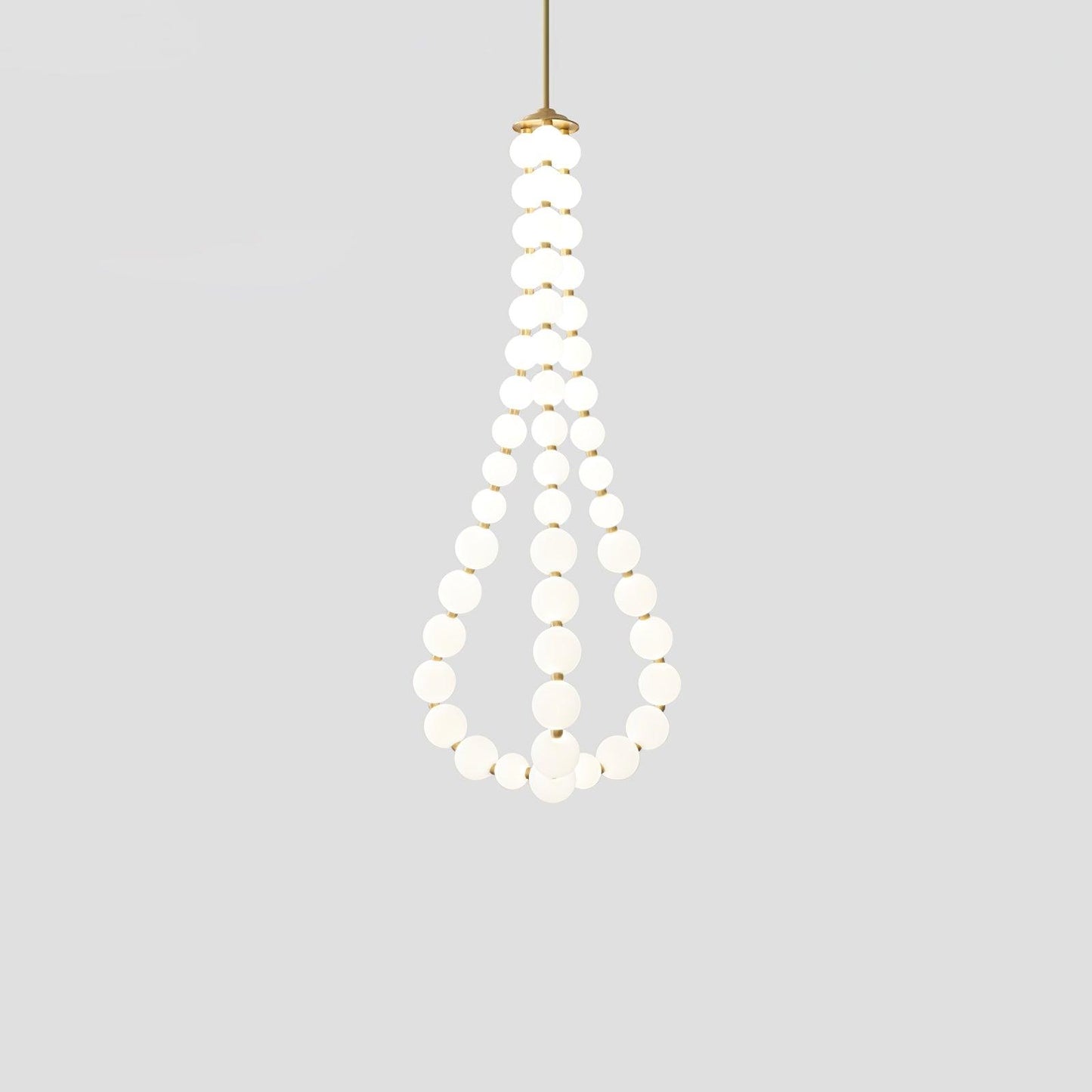 Glass Pearl Necklace Chandelier Dia 27.6″ x H 59.1″ / Dia 70cm x H 150m / Brass & White / Warm Light Chandelier