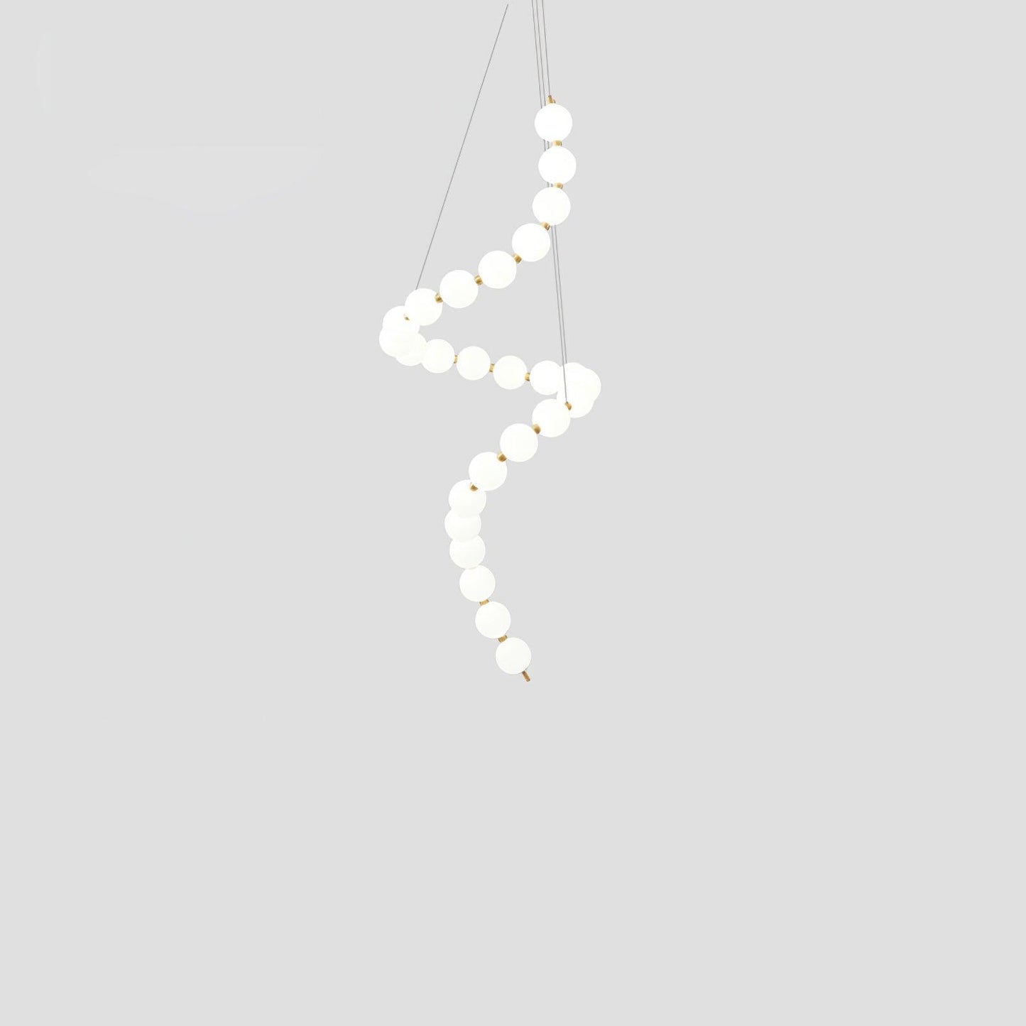 Glass Pearl Necklace Chandelier Dia 19.7″ x H 47.2″ / Dia 50cm x H 120m / Brass & White / Warm Light Chandelier