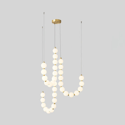 Acrylic Pearl Necklace Chandelier ? 35.4″ x H 25.6″ / Dia 90cm x H 65m / Brass & White / Warm Light Chandelier