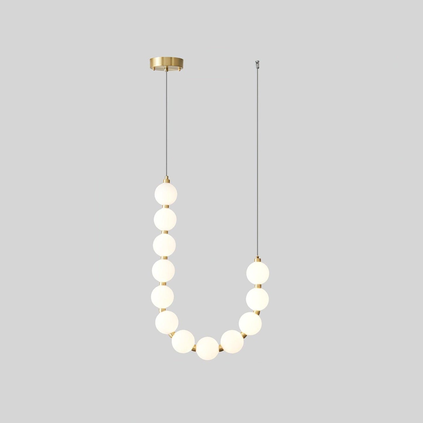 Acrylic Pearl Necklace Chandelier ? 16.9″ x H 25.6″ / Dia 43cm x H 65m / Brass & White / Warm Light Chandelier