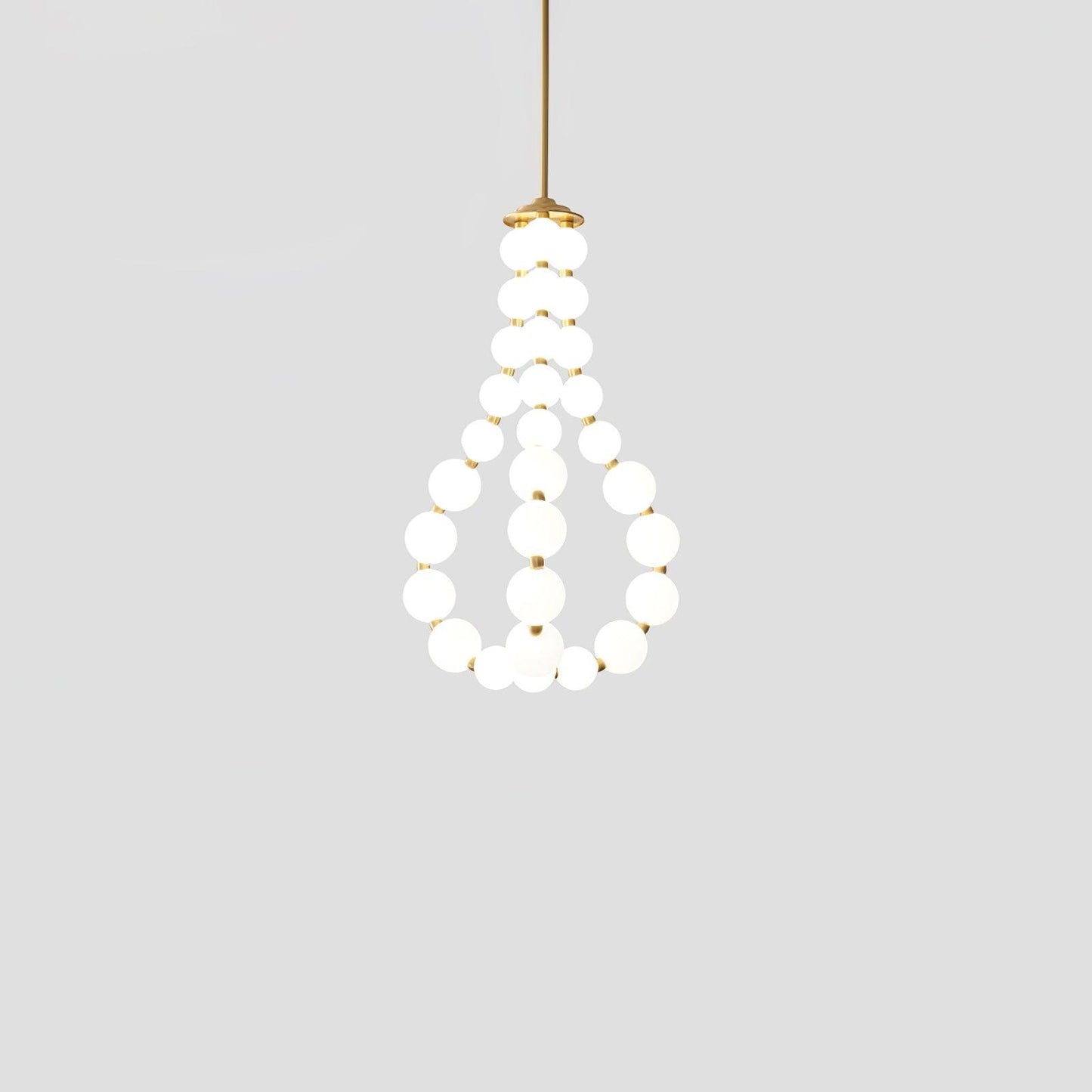 Acrylic Pearl Necklace Chandelier ? 22″ x H 35.4″ / Dia 56cm x H 90m / Brass & White / Warm Light Chandelier