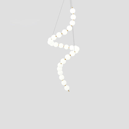 Acrylic Pearl Necklace Chandelier ? 27.6″ x H 78.7″ / Dia 70cm x H 200m / Brass & White / Warm Light Chandelier