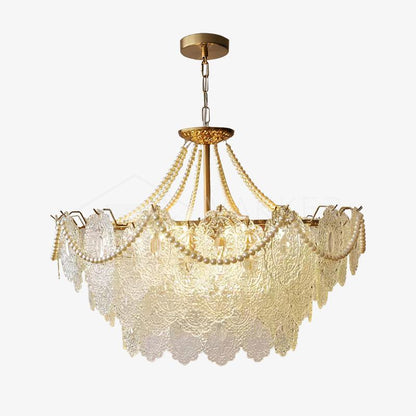 Pearls Glass Chandelier Φ 31.5″ x H 15.7″ / Dia 80cm x H 40cm / Gold / Clear Chandelier