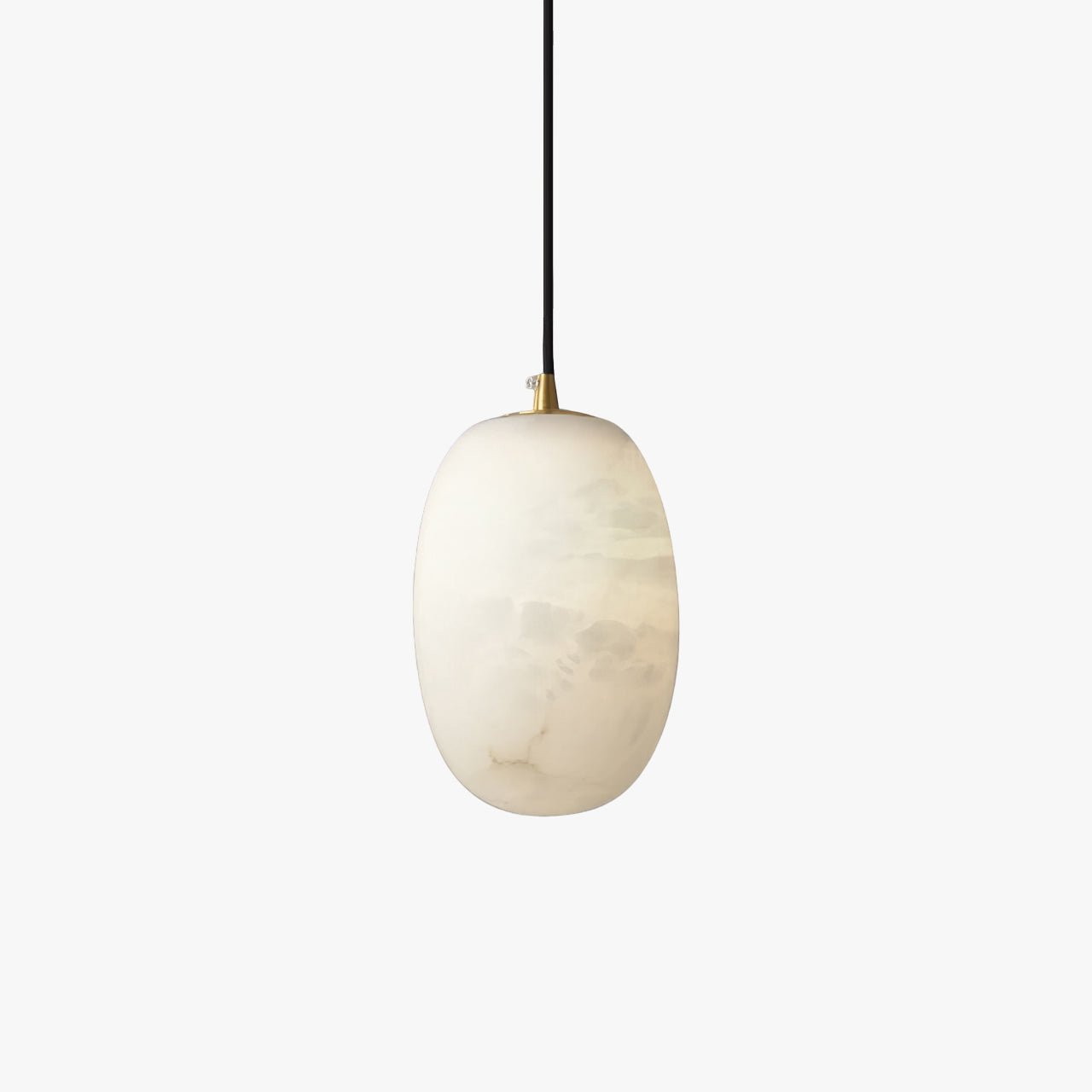 Pebble Alabaster Pendant Lamp Dia 3.9″ x H 5.9″ / Dia 10cm x H 15cm / Brass & White Pendant light