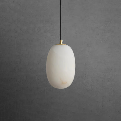 Pebble Alabaster Pendant Lamp Dia 3.9″ x H 5.9″ / Dia 10cm x H 15cm / Brass & White Pendant light