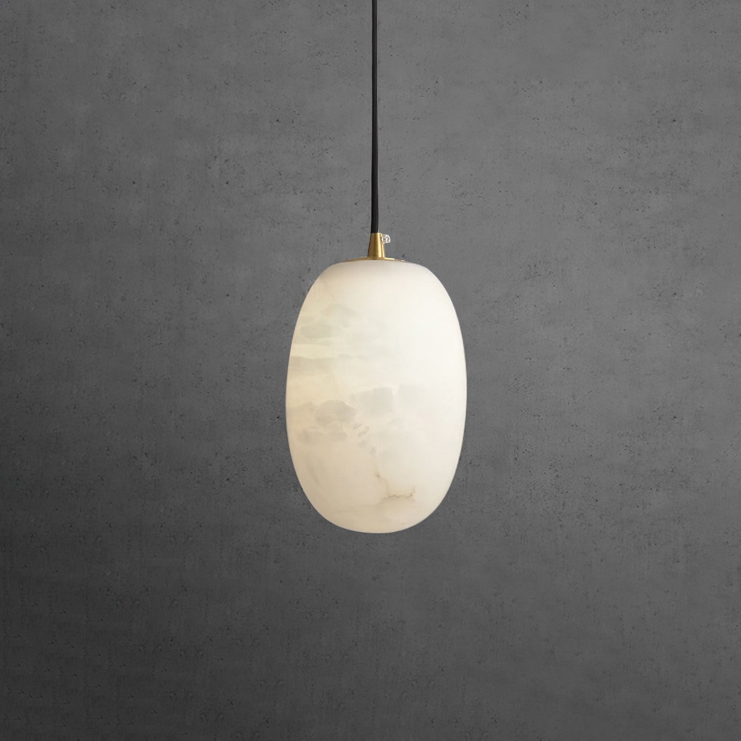 Pebble Alabaster Pendant Lamp Dia 3.9″ x H 5.9″ / Dia 10cm x H 15cm / Brass & White Pendant light