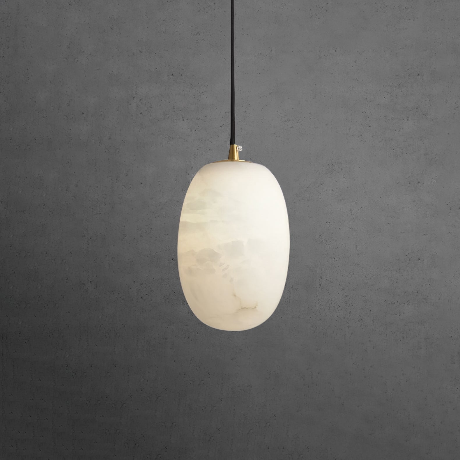 Pebble Alabaster Pendant Lamp Dia 3.9″ x H 5.9″ / Dia 10cm x H 15cm / Brass & White Pendant light