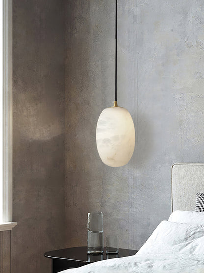 Pebble Alabaster Pendant Lamp Dia 3.9″ x H 5.9″ / Dia 10cm x H 15cm / Brass & White Pendant light