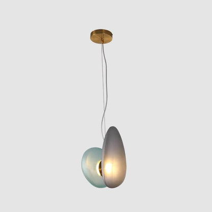 Translucent Frosted Glass Pendant Light Model 1 Blue + Smoky gray / Warm Light Pendant light
