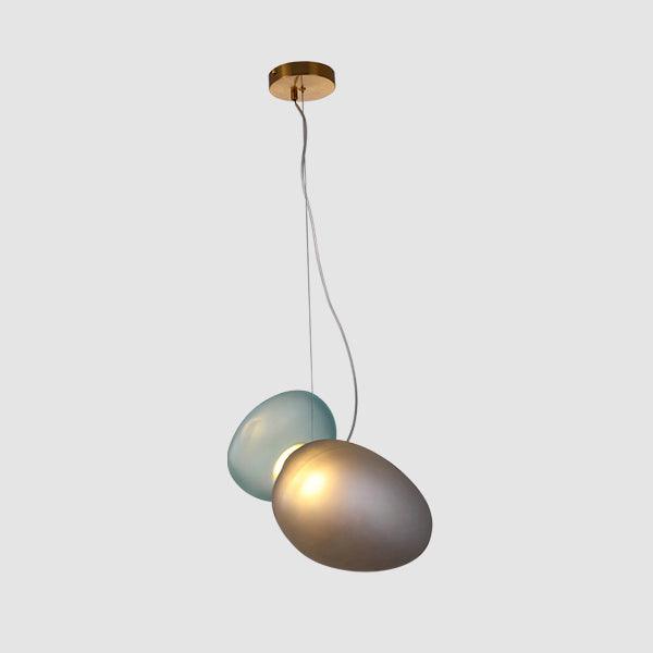 Translucent Frosted Glass Pendant Light Model 7 Blue + smoky gray / Warm Light Pendant light