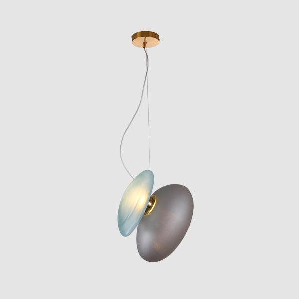 Translucent Frosted Glass Pendant Light Model 23 Blue + smoky gray / Warm Light Pendant light