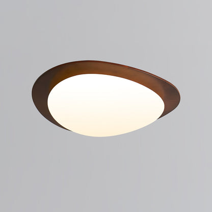 Pebble Walnut Ceiling Light ? 22.8″ x H 3.1″ / Dia 58cm x H 8cm / Walnut Wood / Warm Light Ceiling lamp