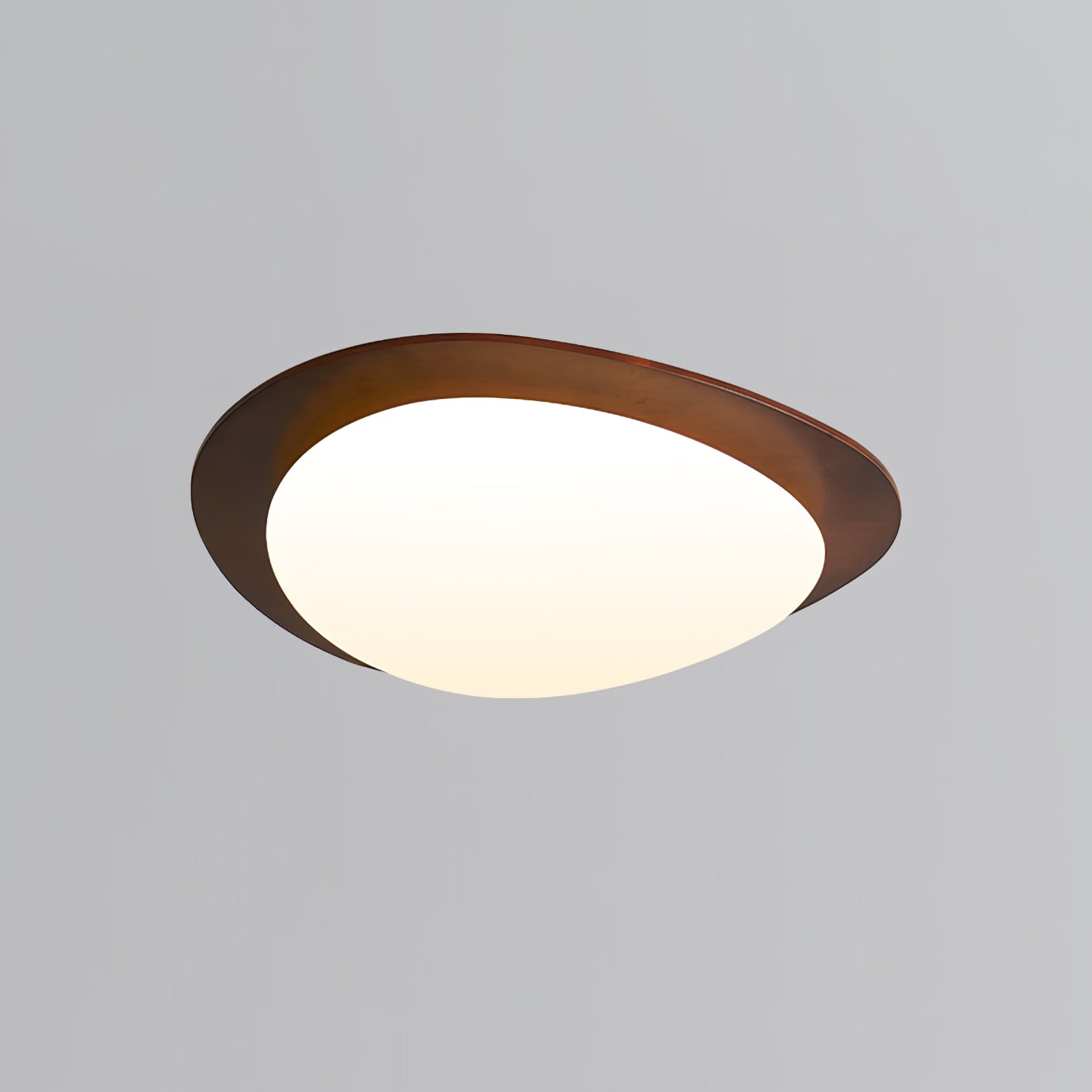 Pebble Walnut Ceiling Light ? 15″ x H 3.1″ / Dia 38cm x H 8cm / Walnut Wood / Warm Light Ceiling lamp